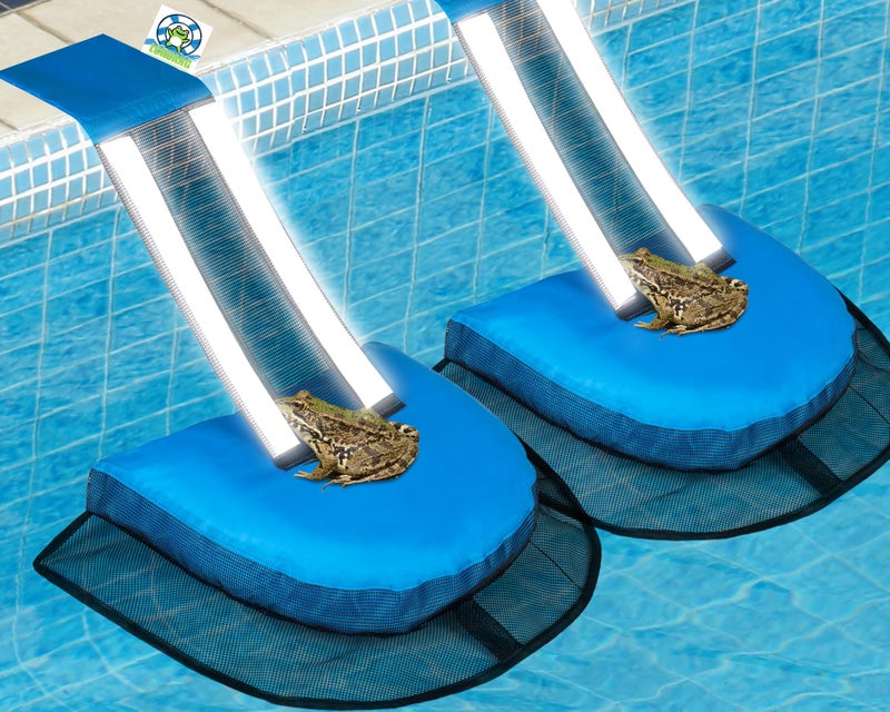 LCHUANG Pro Pool Animal Critter Escape Ramp 2Pcs Frog Saver Pads Ladder for Swimming Pools Lily Pad for Frogs Float Life Saving Wildlife Duck Duckling Creature Rescue Bridge Log Maintenance Kits Accessories - Image 1