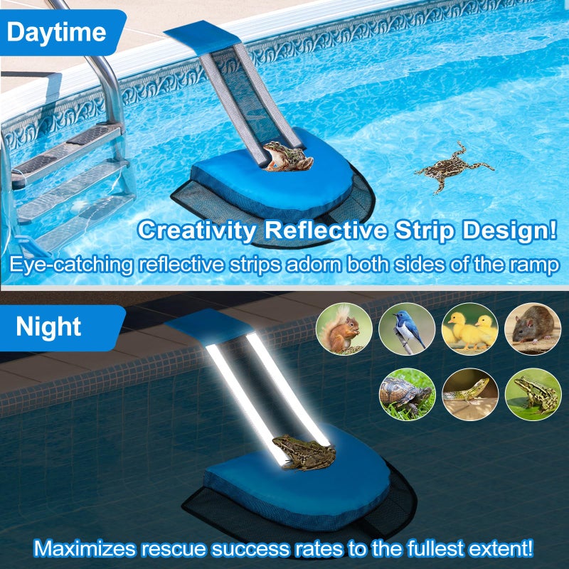 LCHUANG Pro Pool Animal Critter Escape Ramp 2Pcs Frog Saver Pads Ladder for Swimming Pools Lily Pad for Frogs Float Life Saving Wildlife Duck Duckling Creature Rescue Bridge Log Maintenance Kits Accessories - Image 2