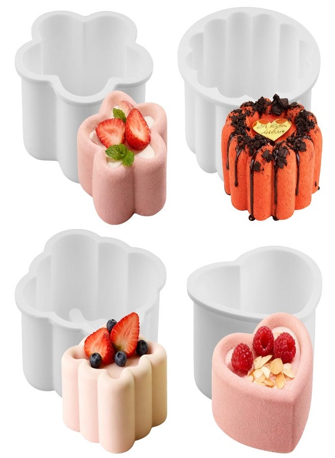 Velicber 4 Pcs Silicone Mousse Cake Molds, 5 Inch Silicone Baking Mold, Flexible Nonstick silicone Cake Molds for Baking, Square Heart Flower Star Cake Pan for Cheese, Chocolate, Candy cake - Image 1