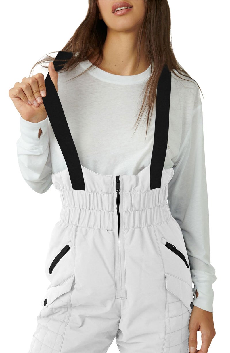 Yousify Womens Snow Pants Insulated Waterproof Winter Ski Bibs Overalls Outdoor Snow Bibs White S - Image 3