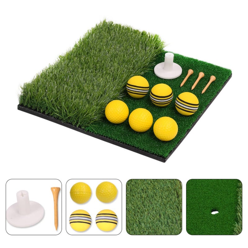 Indoor Outdoor Golf Practice Mat EVA Base Nylon Grass Portable Mini Swing Pad - Image 4