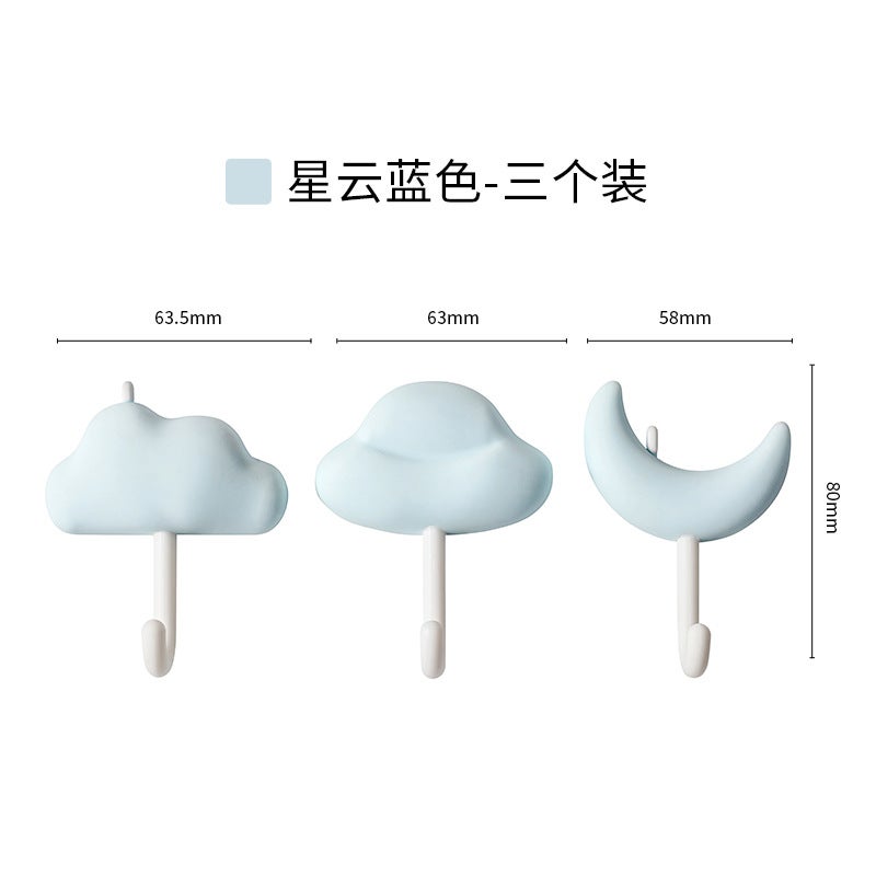 Heavy-Duty Adhesive Hooks No-Drill Wall Hangers Blue three-pack 