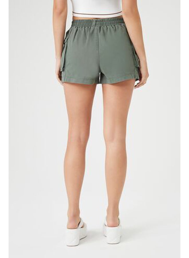 FOREVER 21 Twill High-Rise Cargo Shorts - Image 4