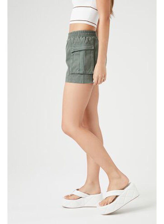 FOREVER 21 Twill High-Rise Cargo Shorts - Image 3