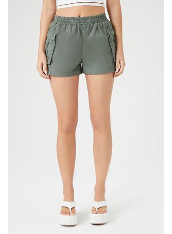 FOREVER 21 Twill High-Rise Cargo Shorts - Image 1