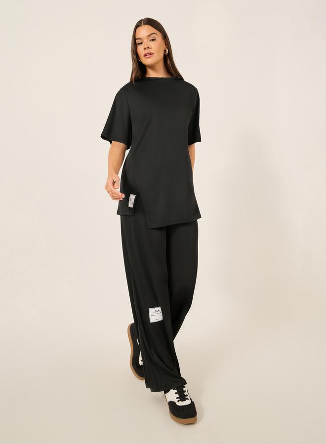 Styli Solid Oversized Top and Wide Leg Joggers Co-Ords  - Image 2