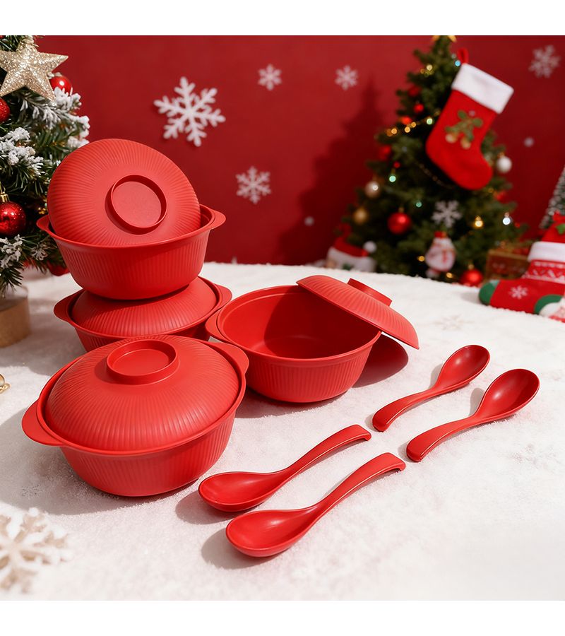 مجموعة وعاء أرز بلاستيكي قابل للتكديس آمن للاستخدام في الميكروويف، لون أزرق غامق، قطعتان، سعة 1100 مل - Image 4