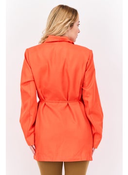 Heartbreak Women Regular Fit Solid Casual Blazer, Dark Orange  - Image 3
