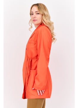 Heartbreak Women Regular Fit Solid Casual Blazer, Dark Orange  - Image 2