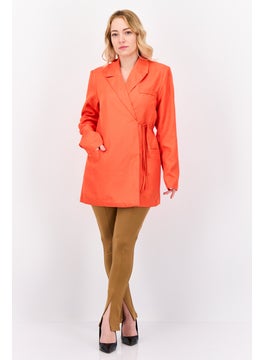 Heartbreak Women Regular Fit Solid Casual Blazer, Dark Orange  - Image 4