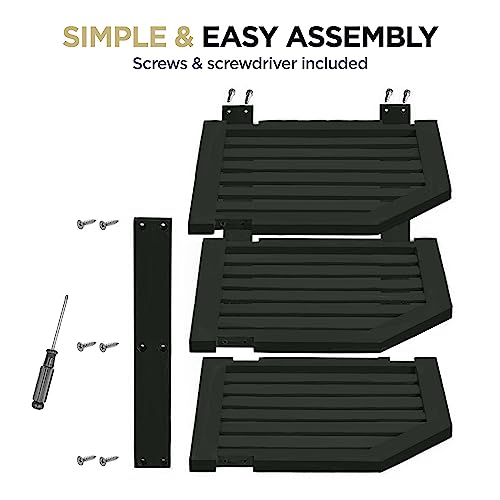 Bambüsi Cabinet Organizer Shelf - Bamboo Corner Rack for Kitchen Counter, Cabinet Space Saver for Plates, Dishes, Bowls, Bread Pantry, Bathroom Storage or Countertop Stand, Black - Image 5
