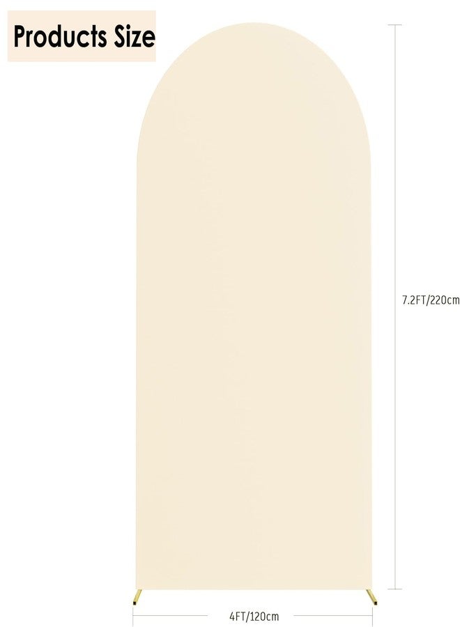 HAINARverS Wedding Arch Cover 7.2FT Spandex Fitted Stretchy Arch Stand Covers,2 Sided Round Top Chiara Backdrop Cover for Birthday Party Ceremony Banquet Baby Shower Arch Decoration(Beige) - Image 3
