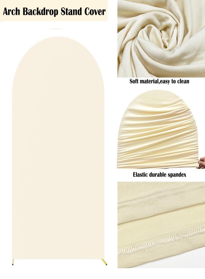 HAINARverS Wedding Arch Cover 7.2FT Spandex Fitted Stretchy Arch Stand Covers,2 Sided Round Top Chiara Backdrop Cover for Birthday Party Ceremony Banquet Baby Shower Arch Decoration(Beige) - Image 4