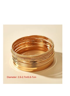 SYOSI 14Pcs Gold Boho Indian Multi Bangle Bracelet Set, Classic Collection, Smooth Bracelets, Punk Chunky Stackable Textured Bracelets, for Women Teen Girls  - Image 4