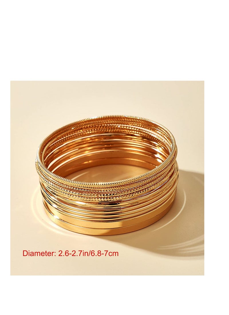 SYOSI 14Pcs Gold Boho Indian Multi Bangle Bracelet Set, Classic Collection, Smooth Bracelets, Punk Chunky Stackable Textured Bracelets, for Women Teen Girls  - Image 4