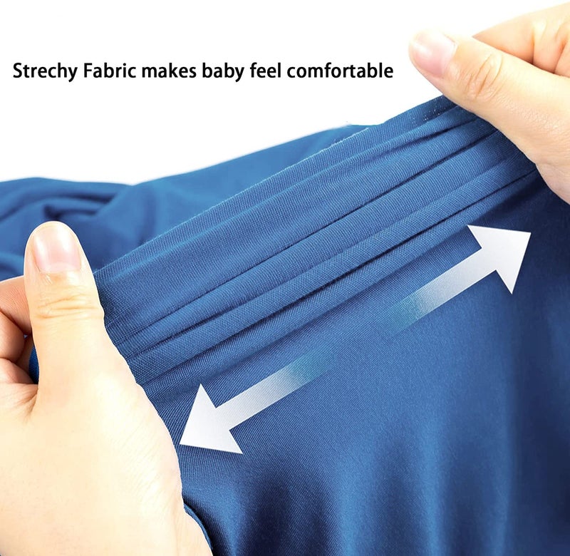 iEvolve Cotton Knitted Baby Swaddle Blanket with Hat Headband Set Newborn Swaddle Wrap Receiving Blankets for Baby Girl Boy 35" x 35"(Sapphire Blue) - Image 2