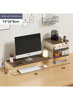 Station Computer Rack Laptop Portable Computer Bracket Desktop Display Pad High Storage Rack Storage Rack-Color:Combination-Storage Cabinet Suspension Acrylic-Walnut Color