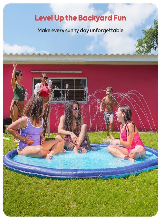 QPAU Splash Pad with Flying Disc for Dogs & Kids - 67" Extra-Thick 0.52mm Non-Slip Sprinkler Pool, Leakproof Water Play Mat for Toddlers, Babies, Pets, Outdoor Summer Toy - Image 3