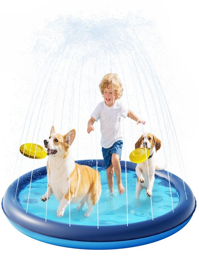 QPAU Splash Pad with Flying Disc for Dogs & Kids - 67" Extra-Thick 0.52mm Non-Slip Sprinkler Pool, Leakproof Water Play Mat for Toddlers, Babies, Pets, Outdoor Summer Toy - Image 1