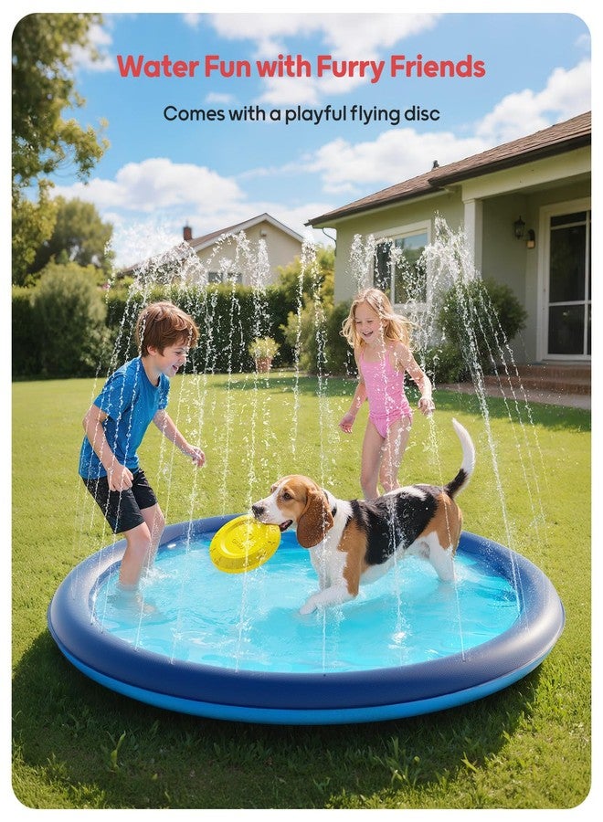 QPAU Splash Pad with Flying Disc for Dogs & Kids - 67" Extra-Thick 0.52mm Non-Slip Sprinkler Pool, Leakproof Water Play Mat for Toddlers, Babies, Pets, Outdoor Summer Toy - Image 2