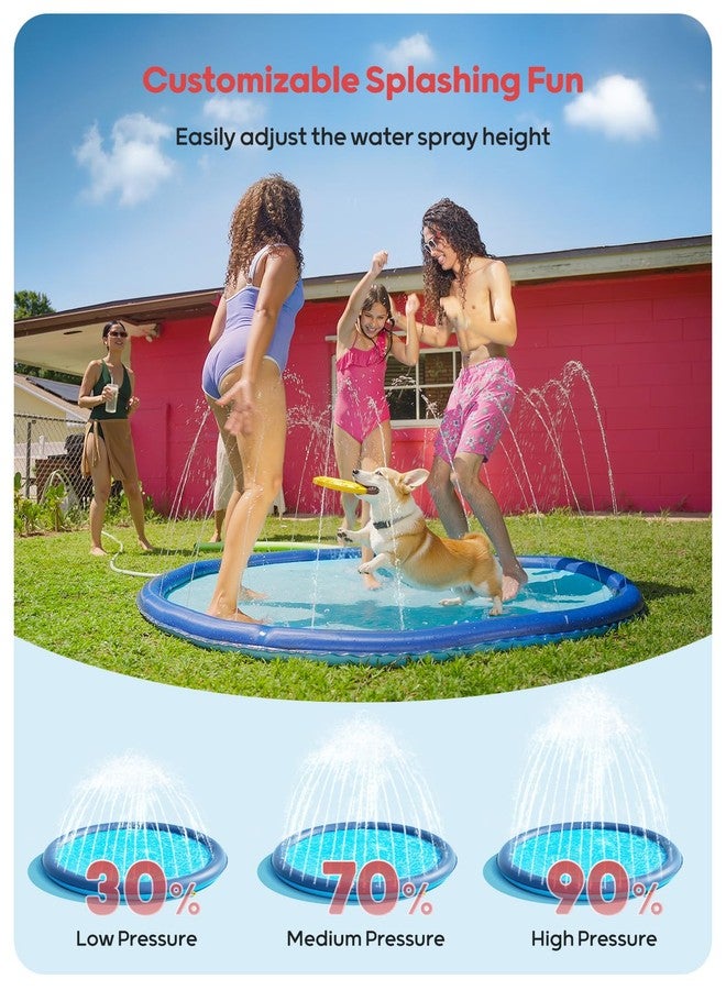 QPAU Splash Pad with Flying Disc for Dogs & Kids - 67" Extra-Thick 0.52mm Non-Slip Sprinkler Pool, Leakproof Water Play Mat for Toddlers, Babies, Pets, Outdoor Summer Toy - Image 5