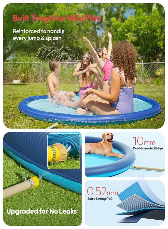 QPAU Splash Pad with Flying Disc for Dogs & Kids - 67" Extra-Thick 0.52mm Non-Slip Sprinkler Pool, Leakproof Water Play Mat for Toddlers, Babies, Pets, Outdoor Summer Toy - Image 4