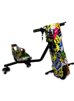 GOLD MANTIS 36V Drift Trike for Kids | Motorized Ride-On with 8" Front Wheel, LED Lights, PU Rear Wheels, Variable Speed | Gift for Boys & Girls Ages 8-14 | Stylish Multi-Color Design (Graffiti Street Dance)  - Image 2