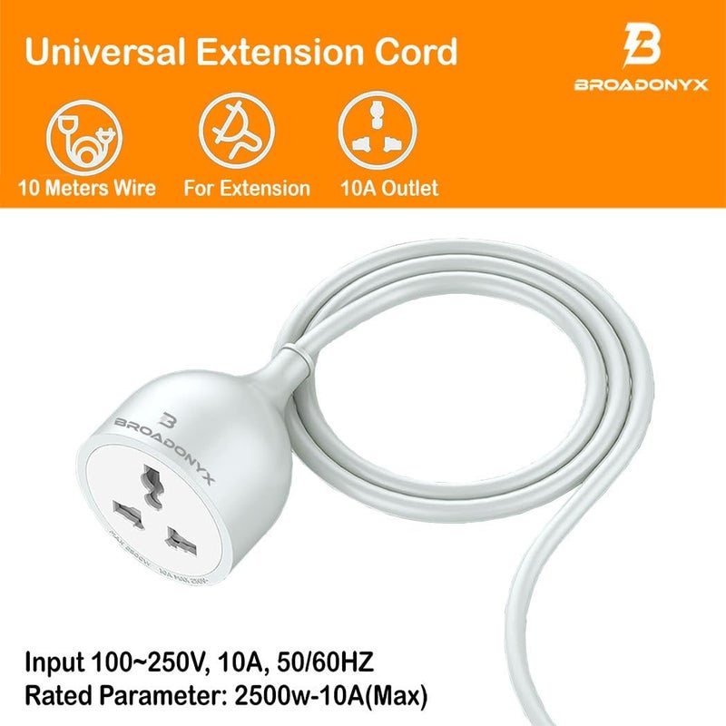 BROADONYX Power Strip Extension Cord 10M 1 Way Universal Socket with Pure Copper Wire Heavy Duty 2500W 10A uk Plug Long Cable Surge Protector for Home, Office, Appliances & Chargers - Image 5
