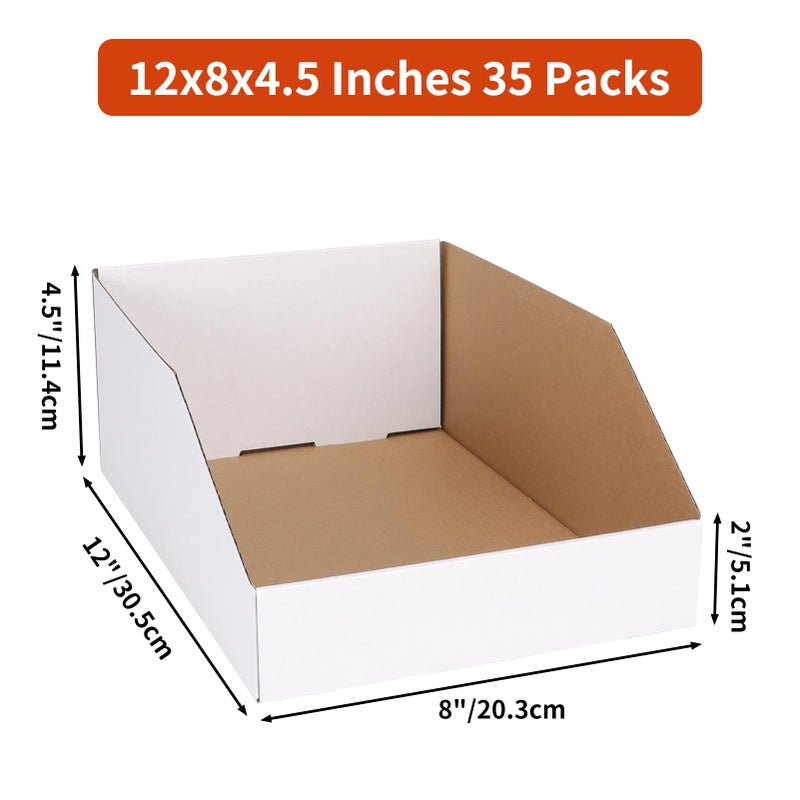 ZBEIVAN Cardboard Storage Bins Boxes 35 Packs 12x8x4.5 Inches, Easy Assembly Pantry Organizer Bins for Shelf, White - Image 2