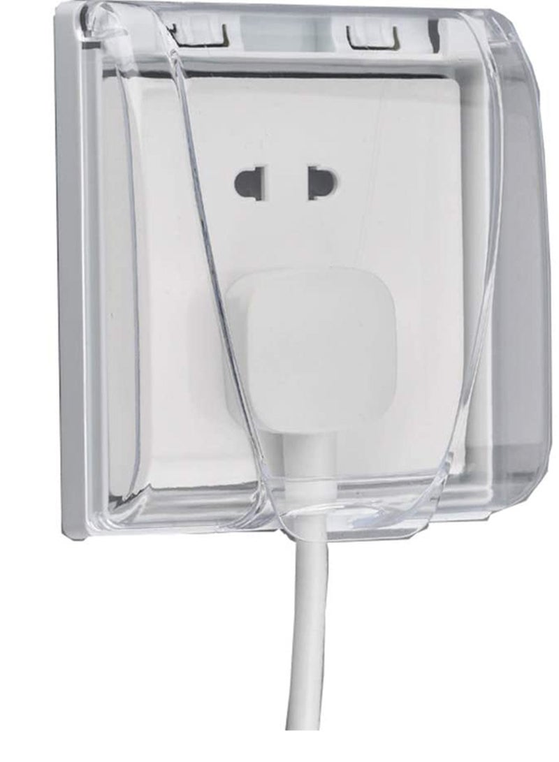 Y&D Wall Switch Waterproof Cover Box, Universal Plug Socket Cover, Light Panel Doorbell Flip Cap Home Bathroom Kitchen Accessory Plastic Clear 2 Pcs  - Image 1