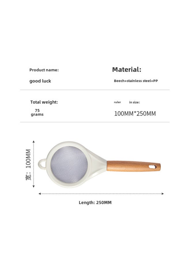 Flour Sieve Hand-held Semi-automatic Filter Flour Artifact Baking Special Sieve Household Kitchen Ultra-fine Filter Cup Mesh-Specifications:Beech Handle Flour Sieve  - Image 1