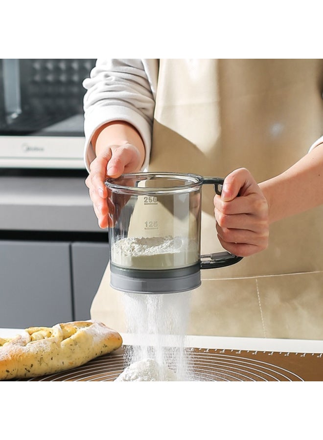 Flour Sieve Hand-held Semi-automatic Filter Flour Artifact Baking Special Sieve Household Kitchen Ultra-fine Filter Cup Mesh-Specifications:Beech Handle Flour Sieve  - Image 4