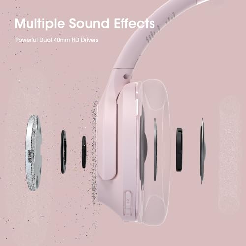 YUMONDEAR Bluetooth Headphones Over Ear, 80 Hrs Playtime Wireless Headphones with ENC Mic, Deep Bass EQ, Foldable Comfort for Travel, Gym & Commuting, Stocking Stuffers - Image 5