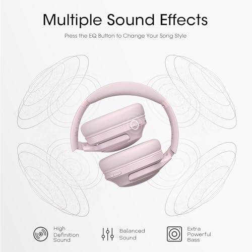YUMONDEAR Bluetooth Headphones Over Ear, 80 Hrs Playtime Wireless Headphones with ENC Mic, Deep Bass EQ, Foldable Comfort for Travel, Gym & Commuting, Stocking Stuffers - Image 2