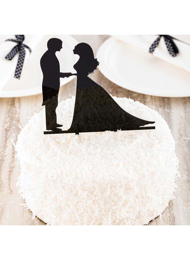 Restaurantware 6.7 x 5.1 Inch Bride And Groom Cake Topper, 1 Romantic Silhouette Wedding Cake Topper - For Anniversaries Or Engagement Parties, Couple Holding Hands, Black Acrylic Wedding Cake Toppers - Image 5