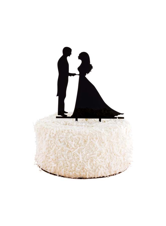 Restaurantware 6.7 x 5.1 Inch Bride And Groom Cake Topper, 1 Romantic Silhouette Wedding Cake Topper - For Anniversaries Or Engagement Parties, Couple Holding Hands, Black Acrylic Wedding Cake Toppers - Image 4