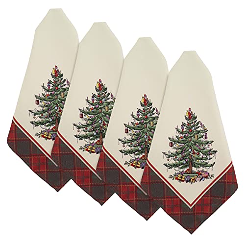 Spode - Napkin Set, Holiday Home Decor, Set of 4 (Spode Christmas Tree Tartan Collection) - Image 1