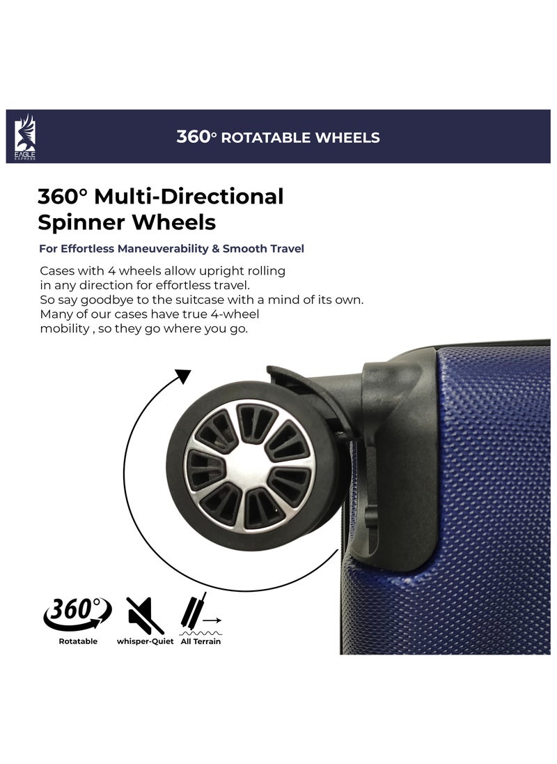 Eagle Express PROTECTOR ABS HARD TROLLEY 20,24,28 inch 3 Piece Set NAVY BLUE  - Image 5