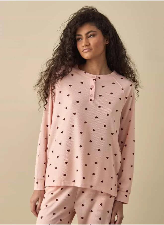 FAV Printed Long Sleeves T-shirt and Pyjama Set