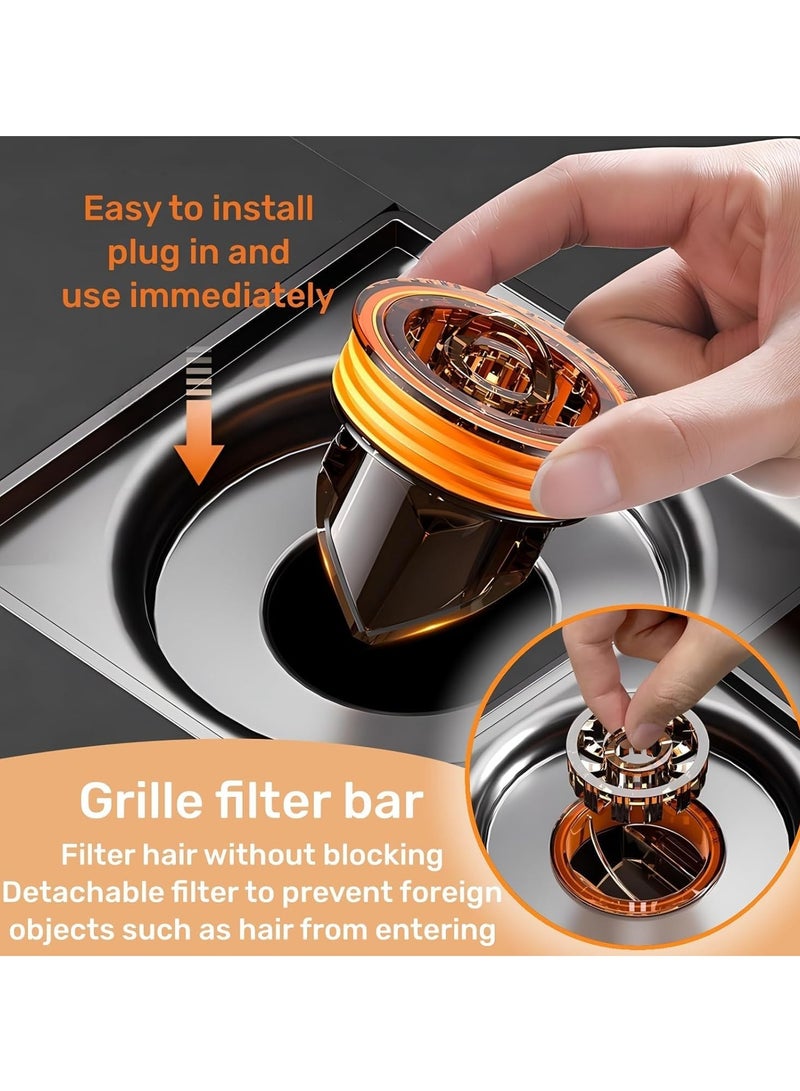 Excefore Odor Proof Floor Drain, Bathroom Sink Plug Bottle Trap, Suitable for Floor Drain Backflow Preventer 1.75 * 1.75 * 1.5 in， Anti-Sewer Odor Diffusion in Bathroom, Shower, Kitchen（2PCS） - Image 3