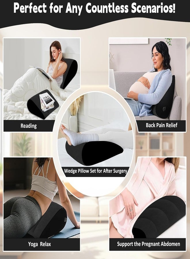 TheClover Inflatable Wedge Pillow for Sleeping - Leg Elevating Pillow with Sleep Mask, Bed Wedge Pillow for Camping（Black） - Image 3