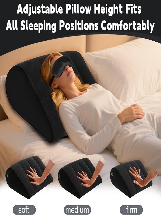 TheClover Inflatable Wedge Pillow for Sleeping - Leg Elevating Pillow with Sleep Mask, Bed Wedge Pillow for Camping（Black） - Image 2