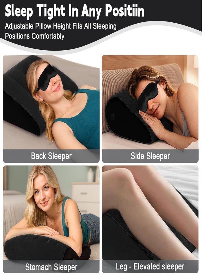 TheClover Inflatable Wedge Pillow for Sleeping - Leg Elevating Pillow with Sleep Mask, Bed Wedge Pillow for Camping（Black） - Image 5