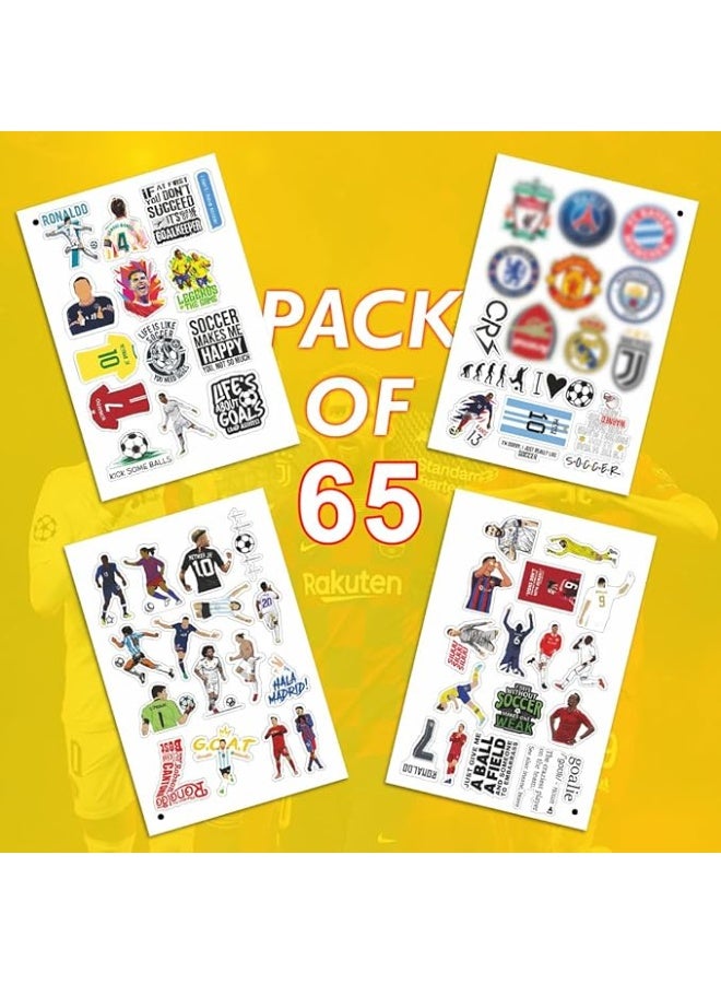 CodersParadise Pack Of 65 Football Soccer Stickers For Laptop, Planner, Diary, Waterproof Residue Free, self adhesive - Image 1