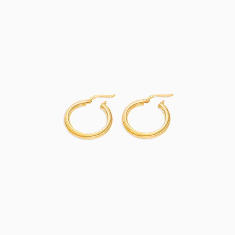 Jawhara Jewellery 18K Yellow Gold Round Hoop Earrings for Women, 2.5cm Diameter Classic Hoops Collection Jewellery, Lightweight Timeless Circle Hoops, Elegant Everyday to Occasion Wear By Jawhara Jewellery - Image 3