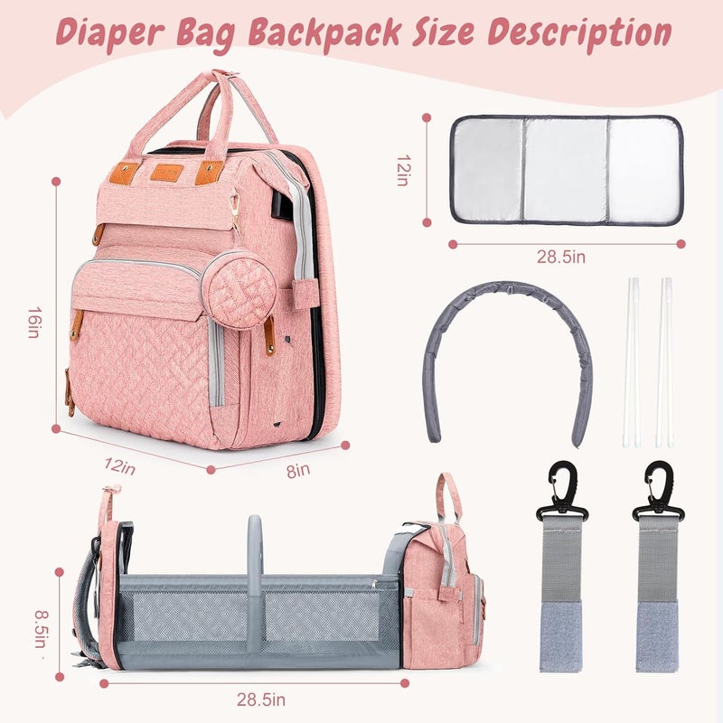 JOYCE Diaper Bag with Diaper Changing Station Multifunctional Largecapacity Diaper Bag Backpack Best Gift for Newborns Travel Essentials Diaper Bag Backpack Pink - Image 2