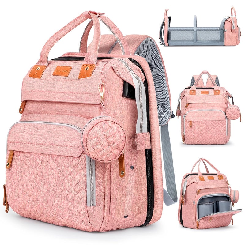 JOYCE Diaper Bag with Diaper Changing Station Multifunctional Largecapacity Diaper Bag Backpack Best Gift for Newborns Travel Essentials Diaper Bag Backpack Pink - Image 1