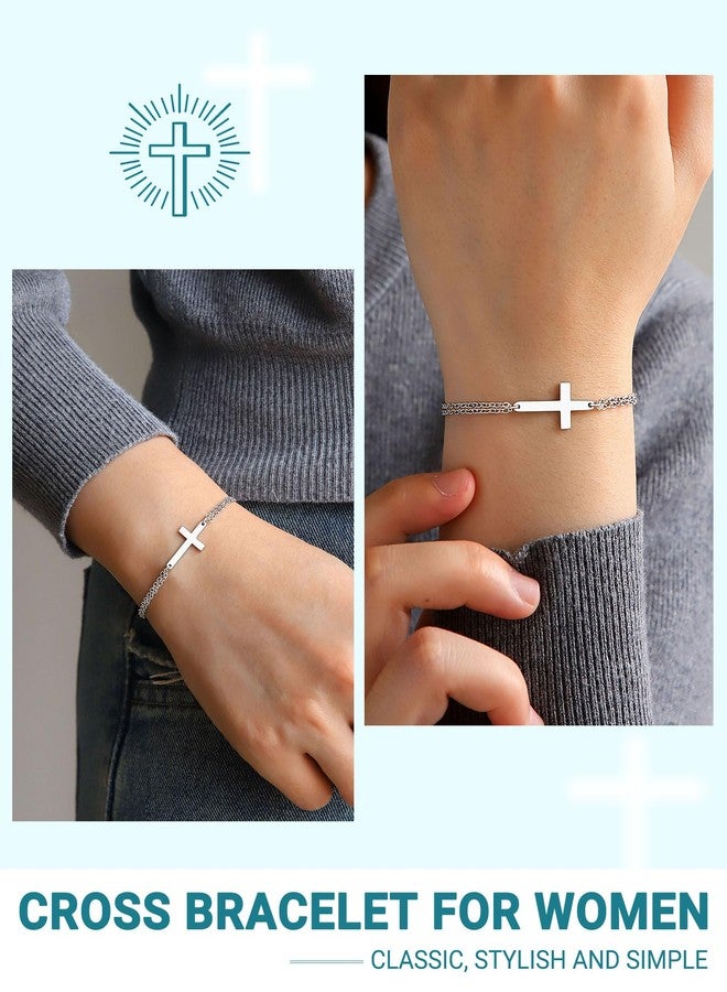 UPROMI Sister in Christ Christian Gifts for Women Faith Based Catholic Easter Baptism Religious Gifts for Women Friends Cross Bracelet - Image 2