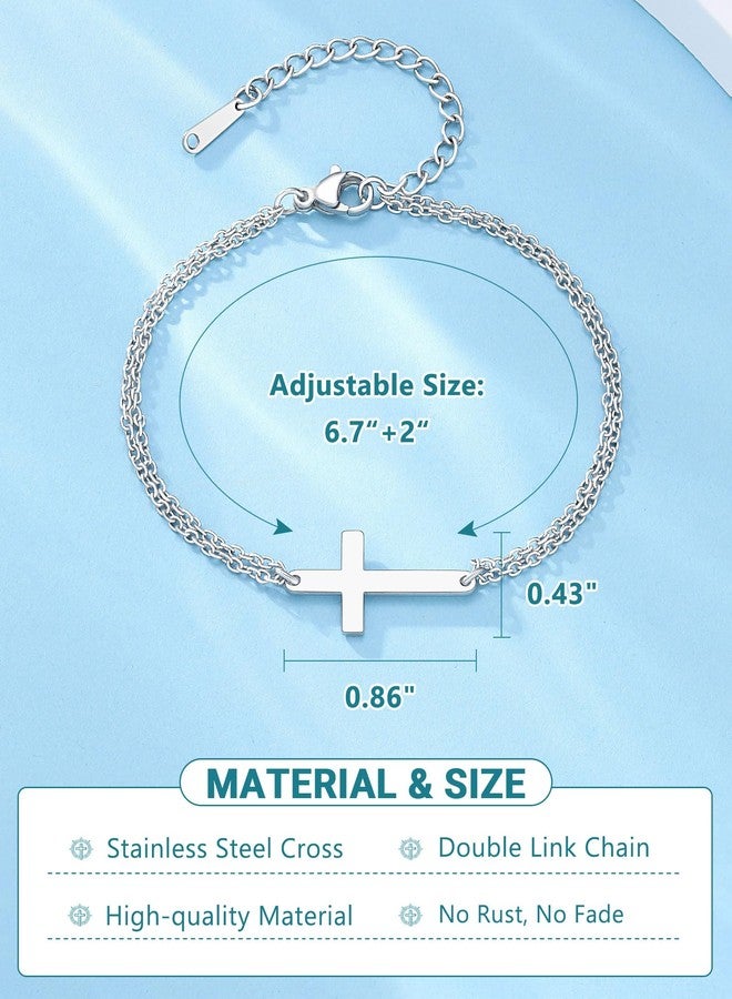 UPROMI Sister in Christ Christian Gifts for Women Faith Based Catholic Easter Baptism Religious Gifts for Women Friends Cross Bracelet - Image 3