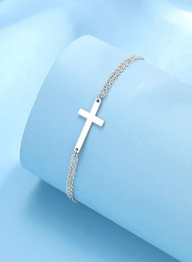 UPROMI Sister in Christ Christian Gifts for Women Faith Based Catholic Easter Baptism Religious Gifts for Women Friends Cross Bracelet - Image 4